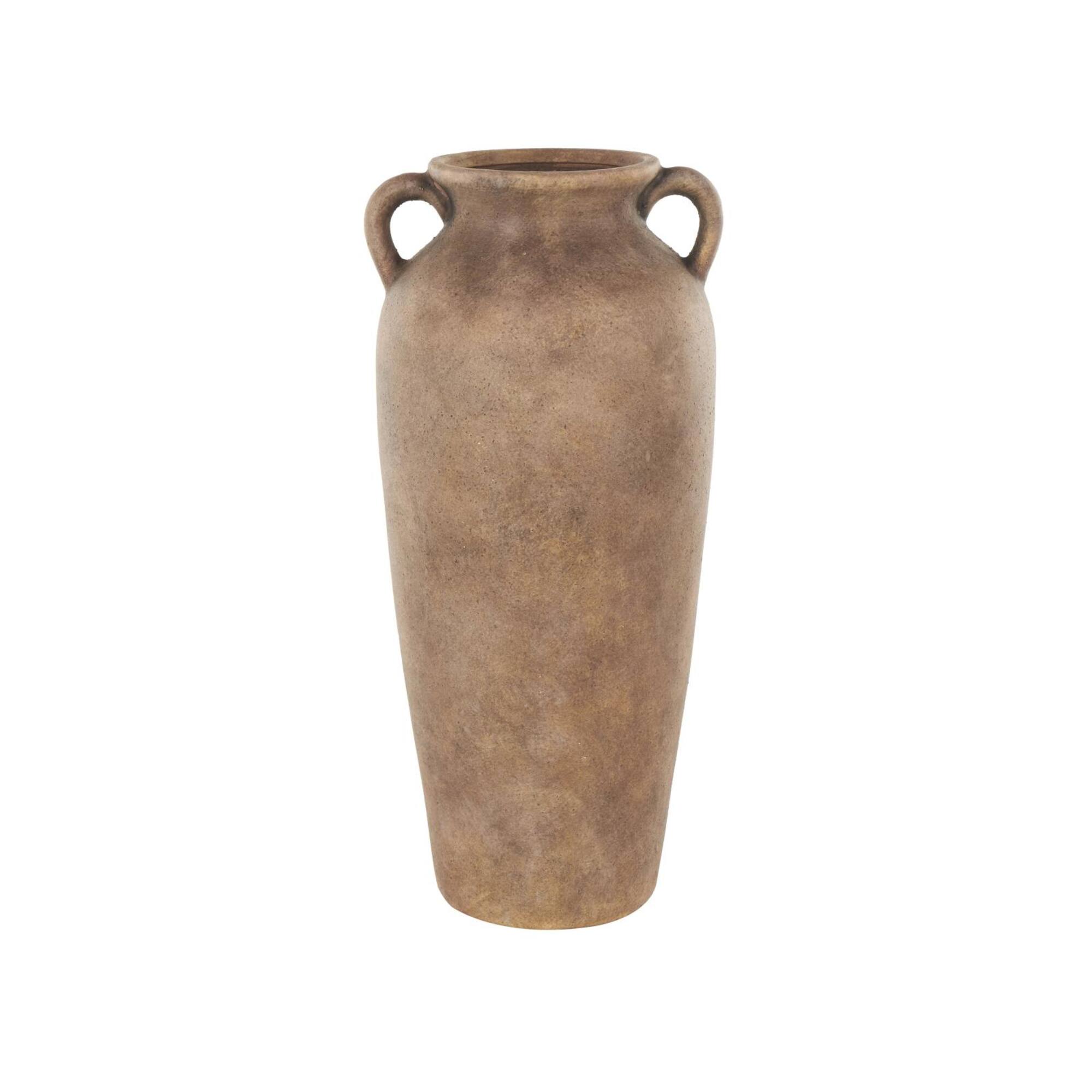 20" Copper Ceramic Antique Style Textured Vase with Handles